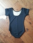Nwt Girls Black Eurotard Girls Short Sleeve Ballet Dance Leotard Size Small