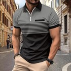 2024 Summer New Men s Printed Stripe Polo Short Sleeve T Shirt Men