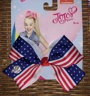 Nwt Girls Jojo Siwa 5 Bows -4th Of July Patriotic  Pink   3 Dance Gem Heart Bows