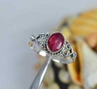 Cut Red Ruby 925 Sterling Silver Gemstone Ring   January Birthstone   Oval Shap