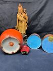 Antique Chinese Coral Jar Cloisonne Tea Caddy Cinnabar Snuff Bottle Soapstone