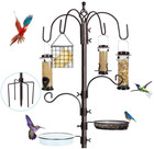 6-hook Bird Feeding Station Kit Wild Bird Feeder Pole  Steel Multi-feeder Kit   
