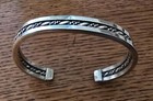 Vintage Native American Sterling Silver Cuff Bracelet Signed Tahe