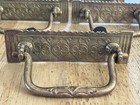  7  Ornate Stamped Brass Heart Flower Victorian Eastlake Antique Drawer Pulls