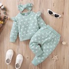 Newborn Kids Baby Girls Heart Print Tops Shirts Long Pants Clothes Outfit Set