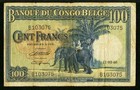 1946 Belgian Congo Bank One Hundred Francs Banknote P  17c Pmg Vf 25 Elephants