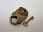 Old Brass Padlock With Original Key Working Vintage Decorative Aligarh