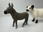 Schleich Farm World Lot Of 4 Livestock Figures - Cow  Donkey  Sheep  Rooster Euc
