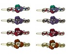 Set Of 8 Bella Snap Clip Thin Hair Barrettes Sparkly Stones Colorful Beads P0140