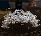 Baroque Bridal Crown Handmade Pearl Royal Tiara Vintage Queen Wedding Headpiece