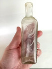 Richard Hudnut New York Embossed Clear Glass Perfume Toilet Water Bottle Empty