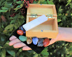7 Chakra Tumbled Stone Set   Carry Pouch   Wooden Gift Box   Selenite Stick 