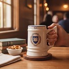 Beer Stein Yale University Vintage Ceramic White Blue College Crest Alumni Gift