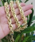 Men Real 10k Yellow Gold Thick Rope Chain Necklace 22 Inch 10mm Diamond Cut 27g 