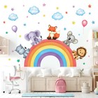 Sg3-2318 Baby Animals On Rainbow Wall Stickers Decals Art D  cor Kids Living N   