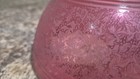 Antique Cranberry Textured Glass 7 3 8  Oil Lamp Shade 4  Fitter Leaf Design