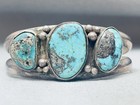 Superior Vintage Navajo Morenci Turquoise Sterling Silver Bracelet