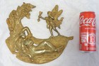 19th Xl Large Antique French Gilded Bronze Pediment Hardware Furniture Salvage