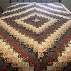 Vtg Patchwork Quilt Bedspread Twin Size 64x86 Trip Around The World Cottagecore
