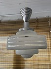 Large Art Deco Revival Frosted Glass Pendant Light Fixture