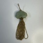 Chinese Jade Carved Green Rabbit Pendant Beaded Tassel 5 