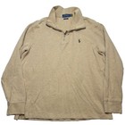 Polo Ralph Lauren 1 4 Zip Sweater Mens M Beige Tan Mock Neck Estate Rib Pullover