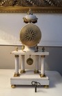 Antique 19th  Century Bronze Marble French Working Clock With Pendulum Bell Key