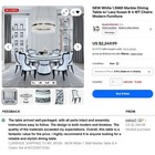 New White 1 5m   Marble Dining Table W  Lazy Susan   Chairs Modern Furniture Set