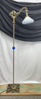 Restored Antique Vtg Arts   Crafts Deco Bridge Floor Lamp Blue Glass 1920s 1930s