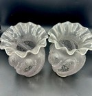 Victorian Bohemian Cased Blush Satin Lamp Shades Acid Etched 9  2 5 8 Fitter