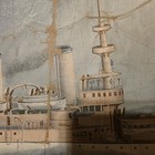 Vintage Antique Painting  Us Navy Battleship Uss Oregon Bb-3 Maritime