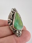 Vtg Navajo Sterling Silver High Grade Royston Turquoise Detailed Stamped Ring