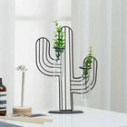 Metal Cactus W Double Glass Tube Vase Plant Holder Terrarium Propagation Station