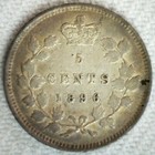 1896 Canada Silver Five Cents Coin 5c Canadian Extra Fine Circulated Victoria 