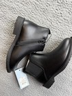 Chelsea Boots Girls Size 13 Black Zip Ankle Faux Leather Casual Everyday New