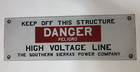 Antique Porcelain Southern Sierras Power Company   Danger High Voltage Dwp