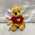 1990   s Disney Store Official Winnie The Pooh Red Sweater Stuffed Bean Plush 8 In
