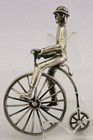 56g Novel English Sterling Silver Miniature Penny Farthing C1980 Cycling Figure