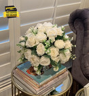 4 Bundles Artificial Peonies Silk Flowers  White Faux Peony Bouquet Florals Arra