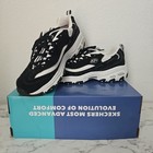 Skechers D lites Leather Memory Foam Walking Sneaker  Black White Womens 8 5
