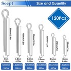 Seept 120pcs Cotter Pins 304 Stainless Steel Cotter Pins Assortment Kit Tract   