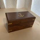 Vtg Wooden Box Brass Anchor Coastal Decorative Handheld Brass Telescope