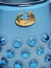 Vintage Empoli Italian Cased Art Glass Vase Sky Blue Hobnail Footed Rare Read 