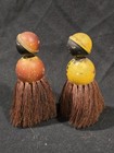 Pair Of Antique Hand Painted African American Theme Horse Hair Crumb Brush