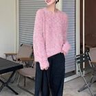 Lady Color Dot Multicolor Sweater Knitted Pullover Tops Long Sleeve Loose Casual
