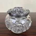 Antique Art Nouveau Cut Glass Hair Receiver Floral Silver Plated 4  Vanity Decor