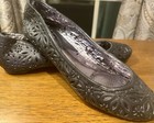 Ciao Bella Black Laser Cut Floral Comfort Slip-on Flats Women s Size 10