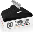 Black Velvet Hangers 60 Pack  Non Slip Clothes Felt Hanger Heavy Duty For Coa   