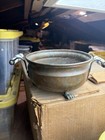 Vintage Copper Footed Cauldron Pot Bucket Planter Hand Painted Ceramic Handles