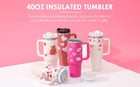40 Oz Tumbler With Handle Straw Insulated  Stainless Steel Spill Proof Vacuum Co